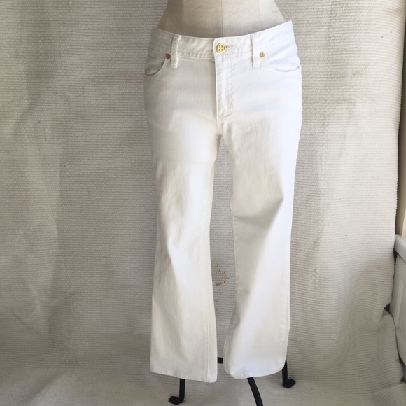 Tory Burch High Rise White Ankle Cropped Jeans 28 - Picture 4 of 8